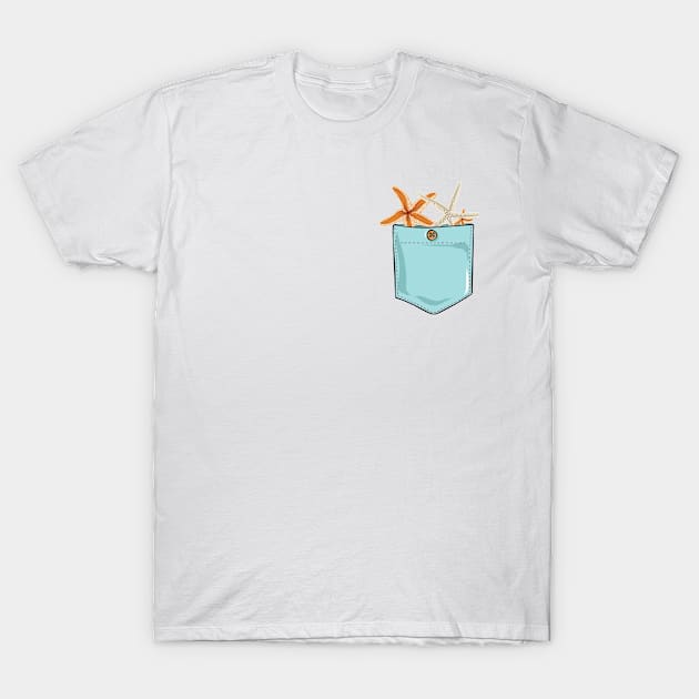 StarFish Pocket T-Shirt by Pocket Puss